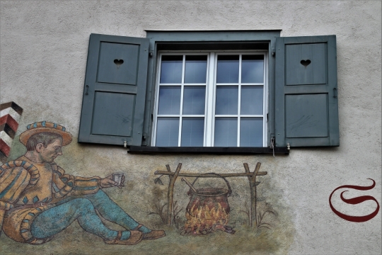 墙面窗户画画文艺墙画复古乡村