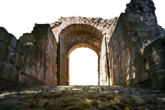 损坏的遗迹大门光影摄影