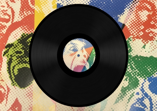 彩色创意涂鸦桌面黑胶音乐碟片