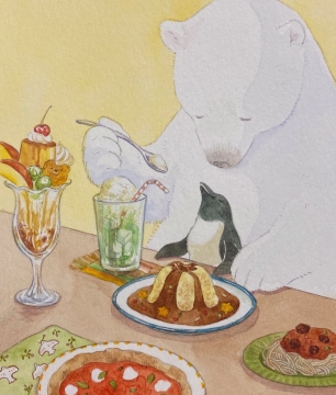 动物主题水彩插图写真