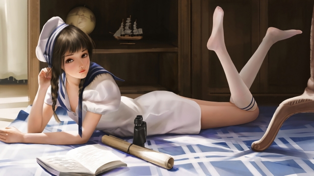 性感动漫美女海军制服诱惑高清桌面壁纸