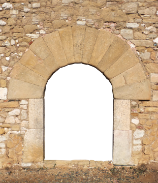古老历史石质建筑墙壁拱门设计