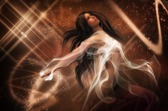 身披白色流光的长发少女