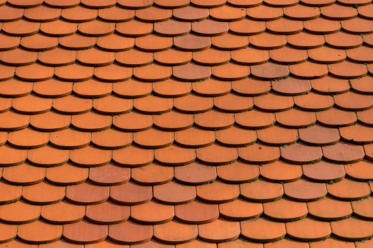 屋外房顶阳光照射整齐瓦片外观
