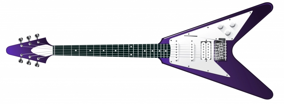 白色背景紫色吉他乐器创意设计