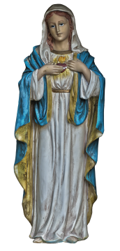 教堂古老彩色圣母艺术雕像