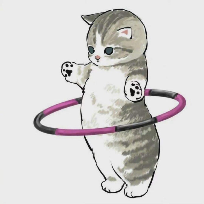 唯美插画猫咪减肥图片