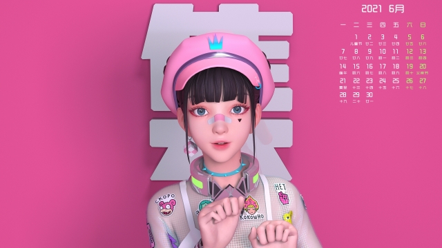 2021年6月唯美卡通高清桌面日历壁纸