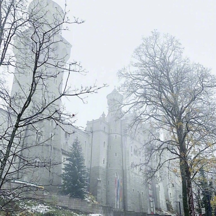 德国新天鹅堡雪景图片