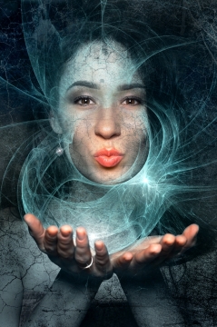 特效玄幻美女皮肤手掌红唇