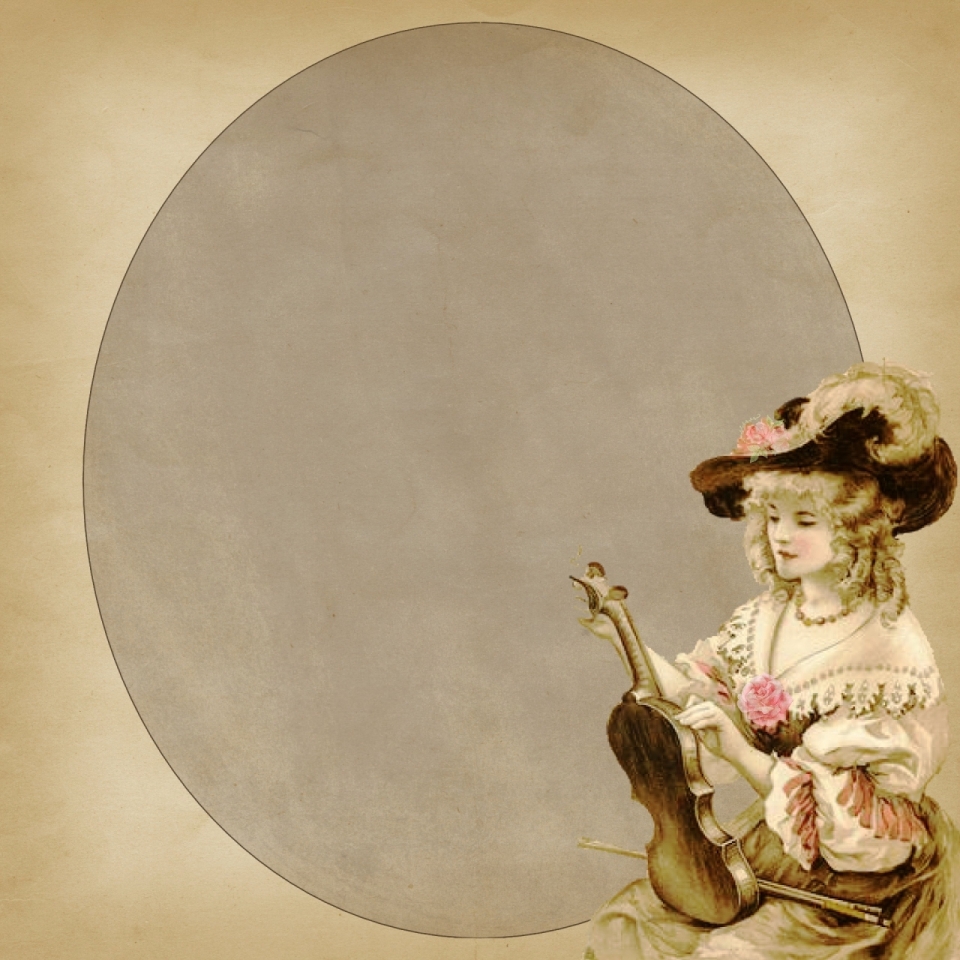 纯色背景欧美宫廷古装美女拿着小提琴插画