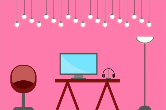 粉色背景简约扁平化插图设计