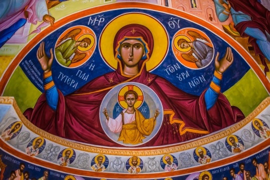 古老教堂彩色历史艺术壁画