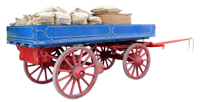 装满货物红色小推车静物