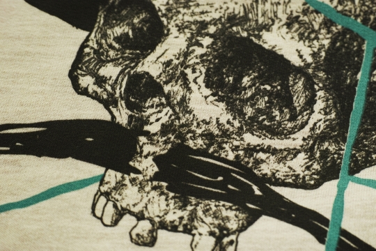 画纸上画工精细的骷髅素描