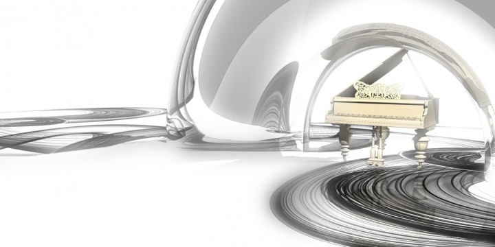 银白色背景钢琴台创意设计