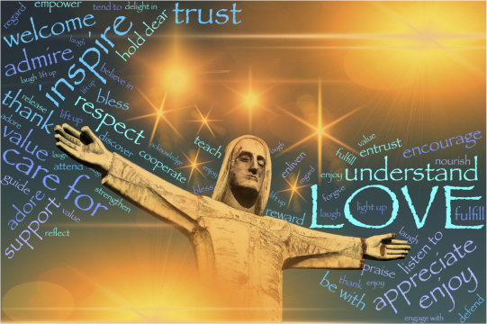 英文字母发光背景石质破旧雕像