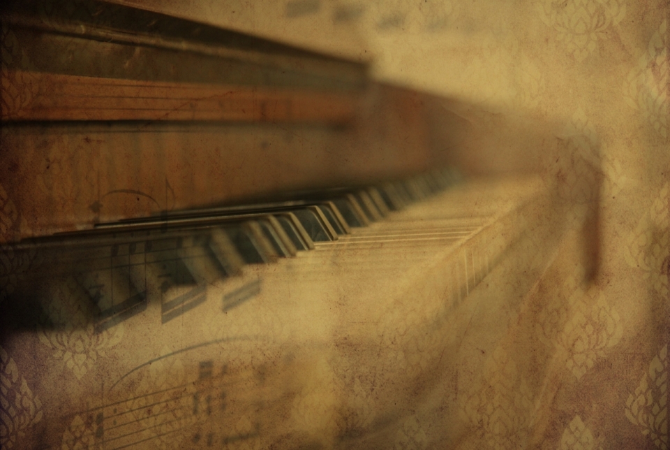 钢琴琴键复古风格特写摄影