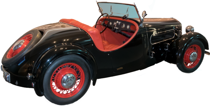 暖色灯光下古典历史豪华黑色敞篷轿车