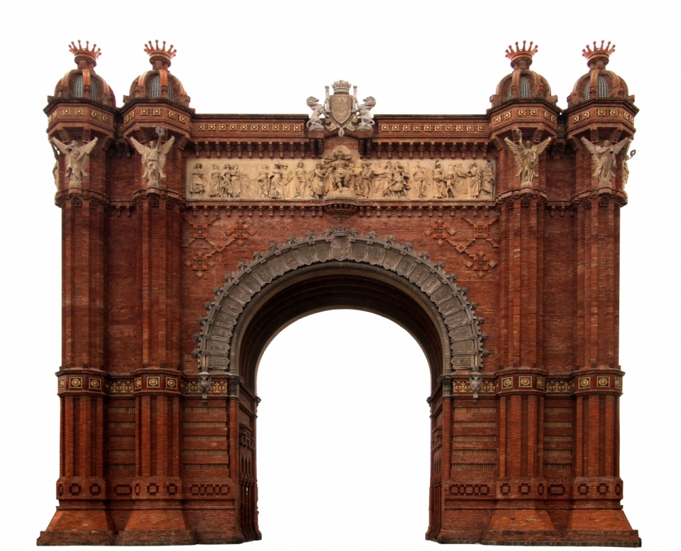 红色砖墙古典欧式建筑拱门桥梁