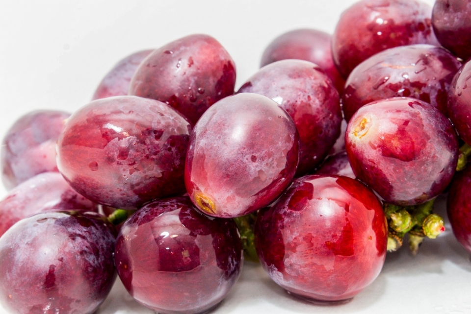 白色背景紫色新鲜健康美味葡萄水果