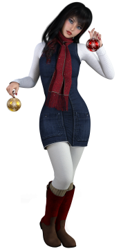 美女圣诞节可爱铃铛围巾曼妙身材