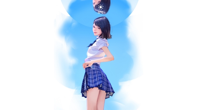 二次元动漫制服美女高清桌面壁纸