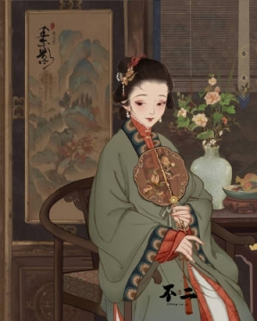 古风美女手绘写真图片