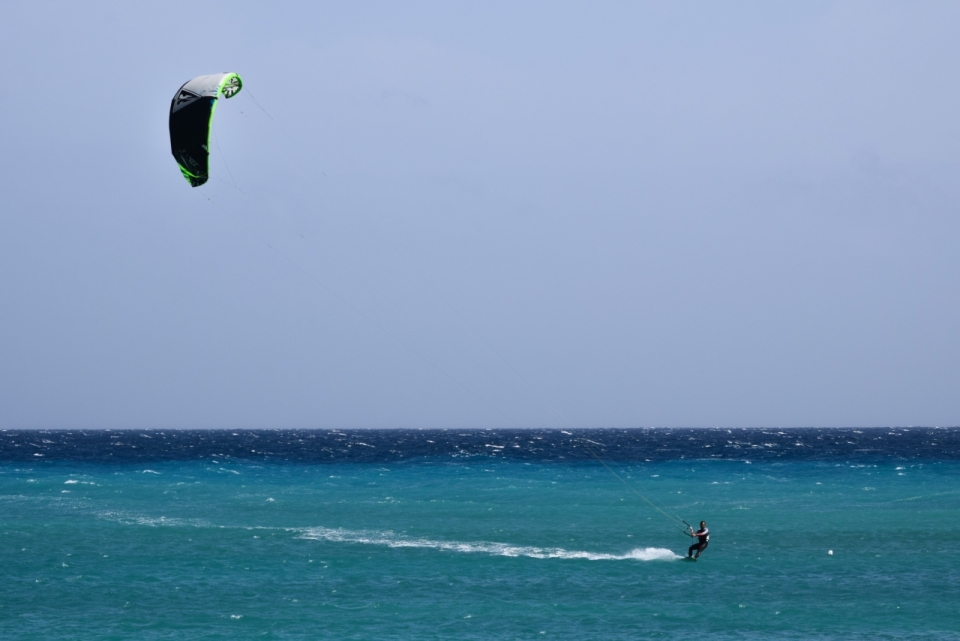 平静海面降落伞滑翔冲浪人物风光