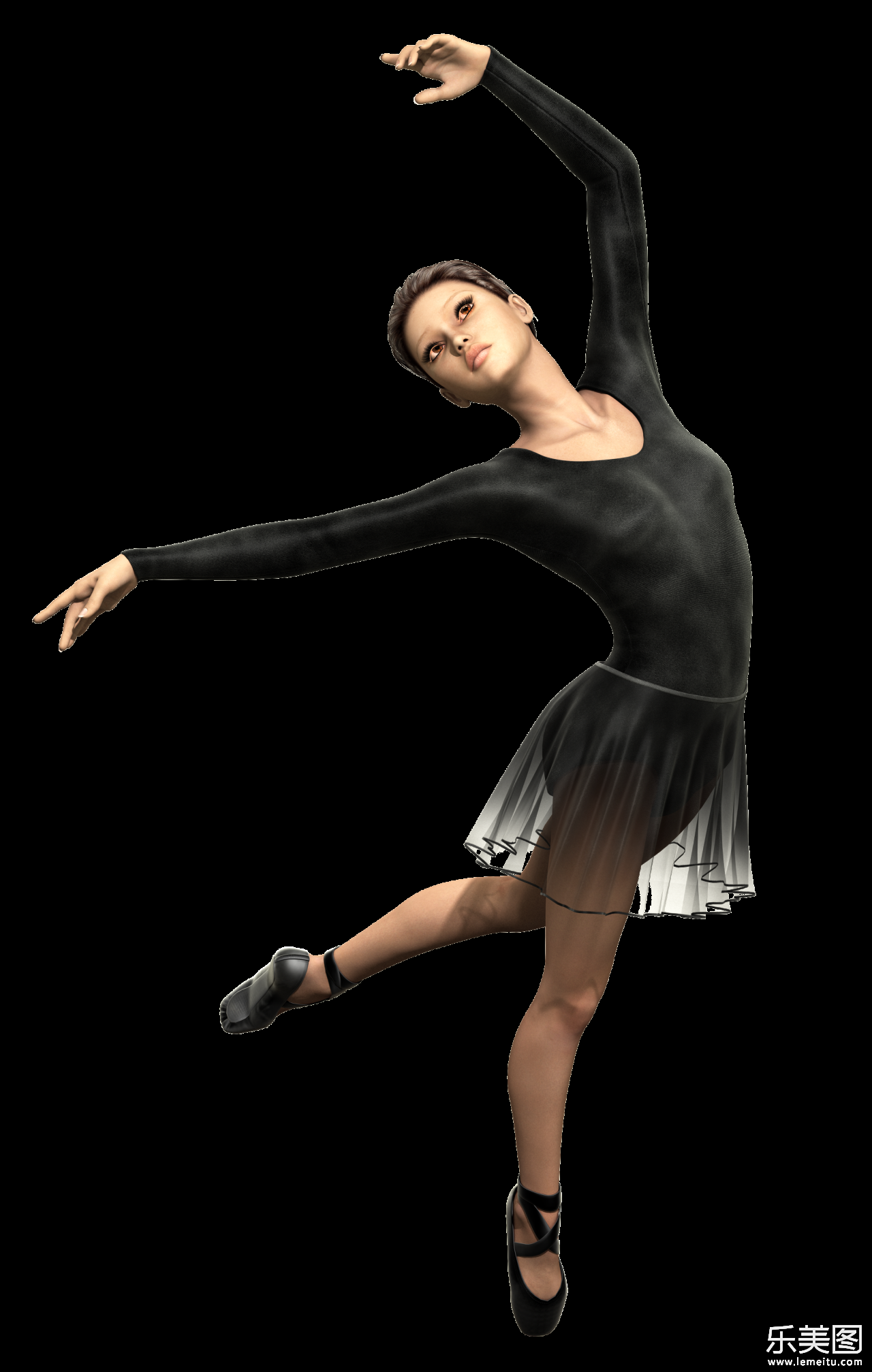 黑色舞鞋和舞蹈服跳芭蕾舞人偶