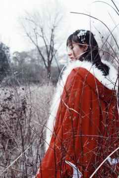 古装钗环斗篷长发美少女