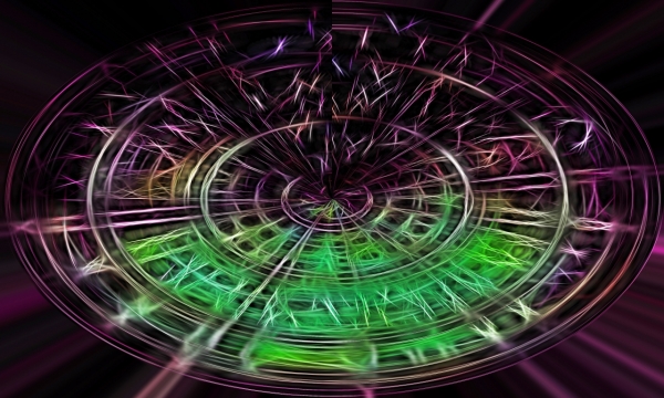 旋转中的陀螺玩具光效特写