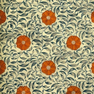 画布上橘色鲜花和茂盛的叶子