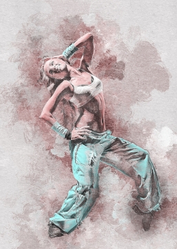 水彩手绘风背景舞蹈长发女性舞者