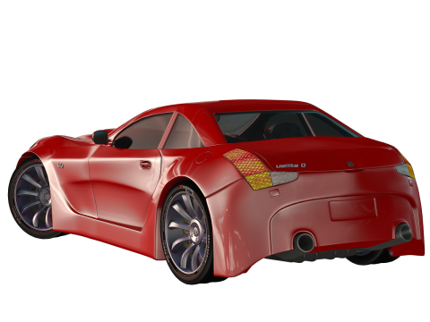 红色轿车简约创意后视图设计