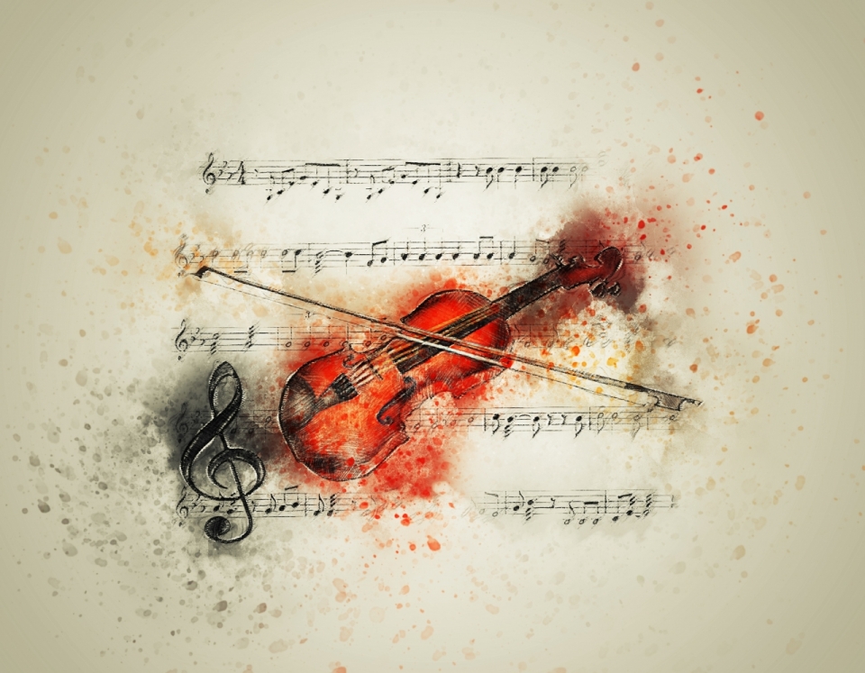 小提琴音符乐谱绘画设计