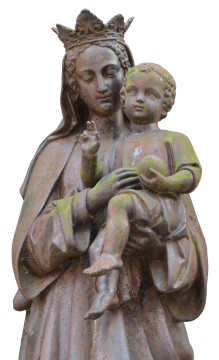 圣母玛利亚抱着男孩艺术雕像