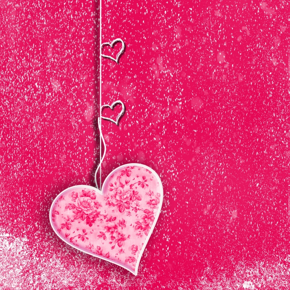 红色桌面背景粉色心形浪漫装饰