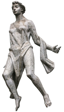 古老白色石质短发女性雕像