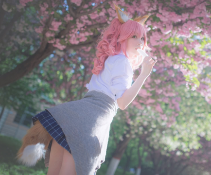 美女摄影_樱花树下玉藻前COS高清美图