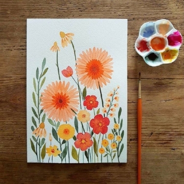 一组小清新风格水彩花卉系列作品