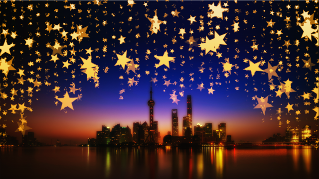 上海滩建筑星光夜景创意