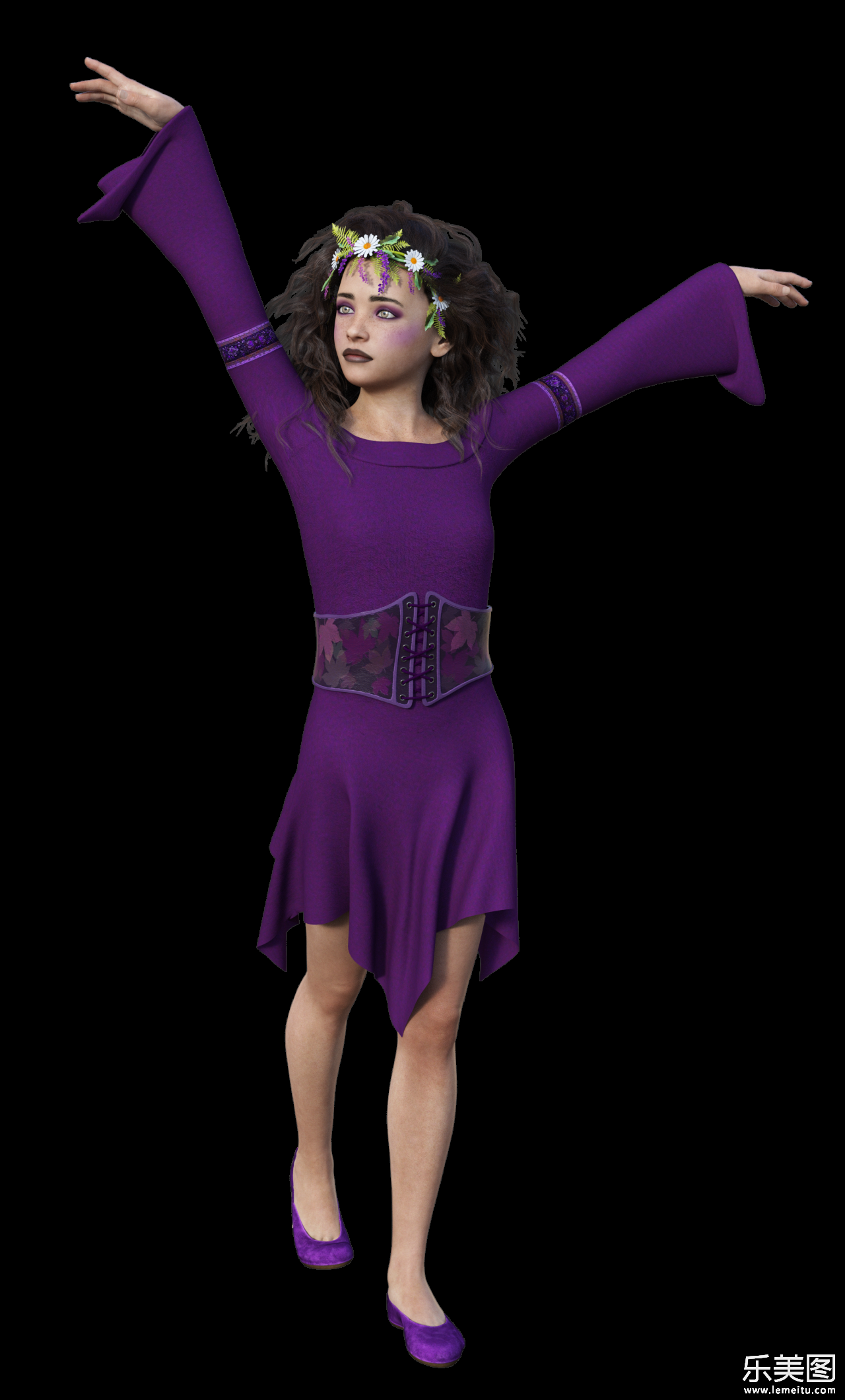 美女游戏建模海报人物长发紫色衣服