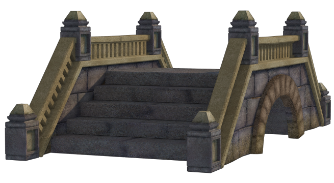 阳光下复古古老石质桥梁建筑设计