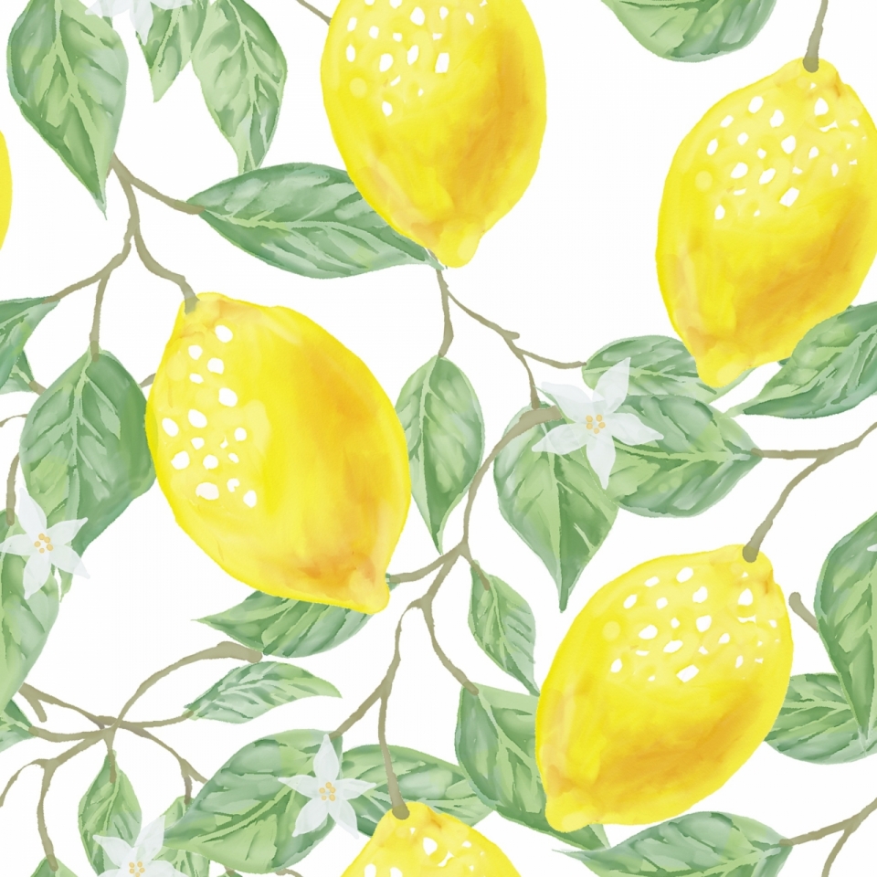 树上的黄色柠檬简约风插画