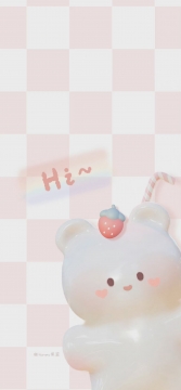 粉色草莓小熊手机壁纸