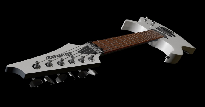 吉他侧视暗处特写摄影