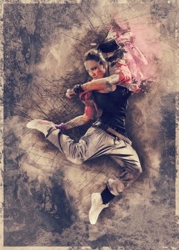 复古背景色舞蹈美女跳跃激情满满