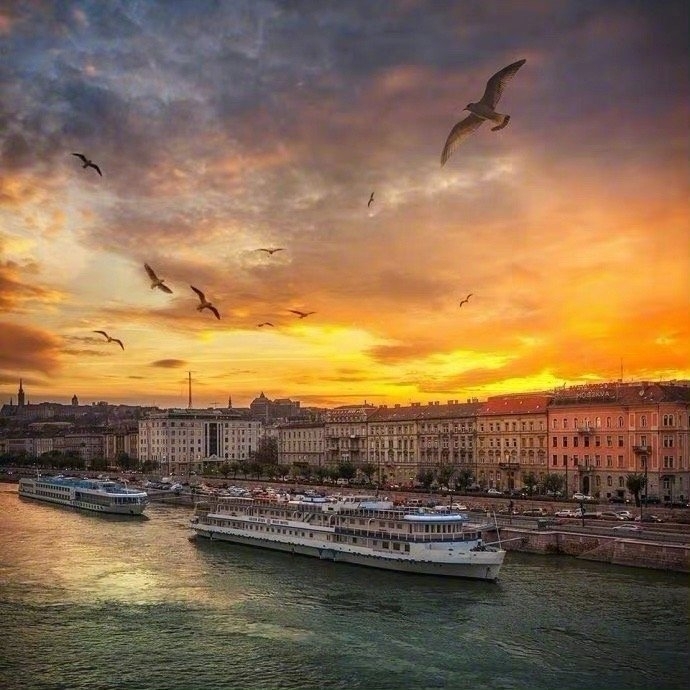 唯美风景布达佩斯的夕阳写真图片