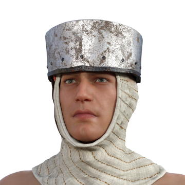 中世纪戴着头盔的男性骑士头像